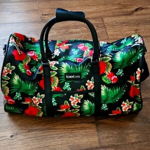 BeBe Travel Duffle Bag Black with tropical flowers